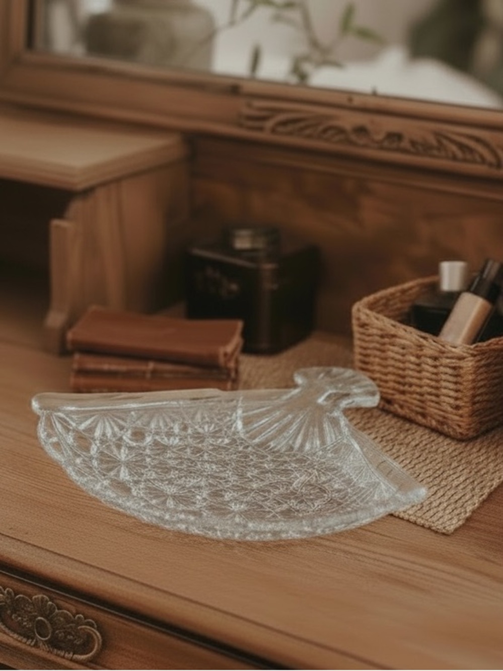 Vintage Avon Fan Glass | Dish Trinket Tray